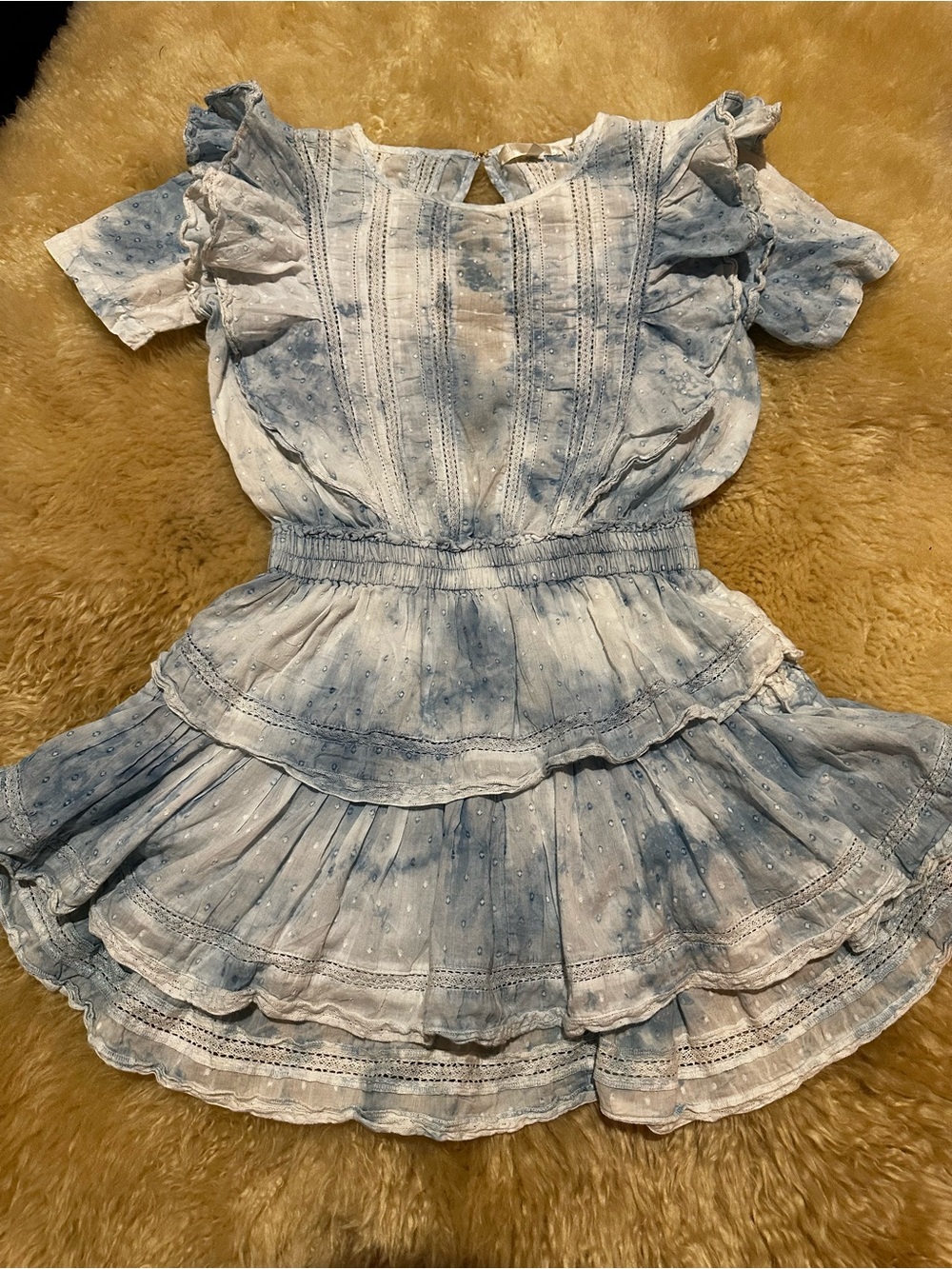 LoveShackFancy Sky Blue Ruffled Mini Dress - Picture 2 of 2